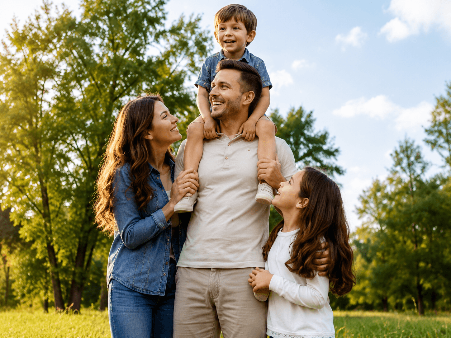 A family together, illustrating what life insurance is designed to protect
